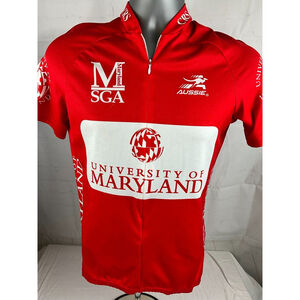 Aussie University of Maryland 1/4 Zip Biking Cyclist Jersey Shirt Size Small Red